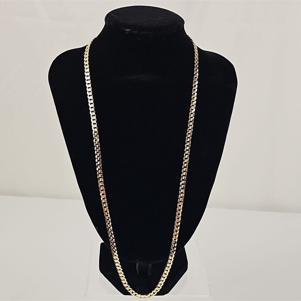 14K Gold Filled Diamond Cut Cuban Curb Chain Necklace 21" Unmarked